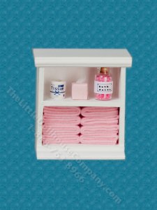 (image for) Miniature Small Bath Cabinet for Dollhouses - Pink