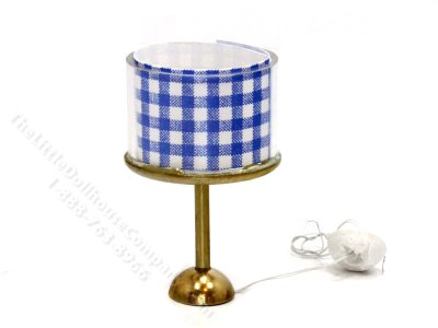 (image for) Miniature Brass Lamp with Gingham Shade