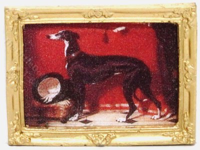(image for) Miniature 19th Century Dog Portrait Framed by Judith Blondell