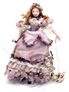(image for) Miniature Porcelain Doll in a Lavender Gown