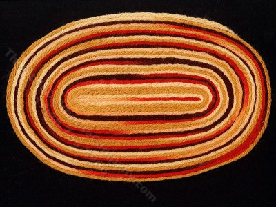 (image for) Dollhouse Scale Model Brown Braided Oval Rug