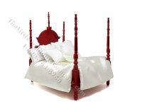 (image for) Dollhouse Miniature 4-Poster Bed with Linens
