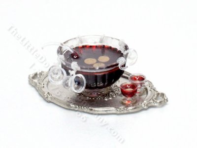 (image for) Miniature Punch Bowl of Fruit Punch with Glasses on a Tray