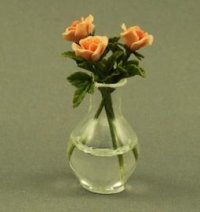 (image for) Dollhouse Miniature Orange Roses in a Vase