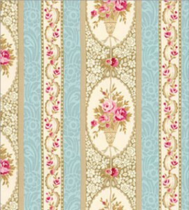 (image for) Dollhouse Scale Model Wallpaper Parisian Floral Stripe