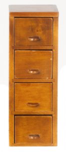 (image for) Miniature 4-Drawer Walnut Filing Cabinet for Dollhouses