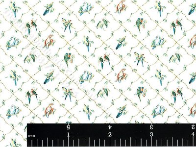 (image for) Green Bird Pattern Miniature Wallpaper for Dollhouses