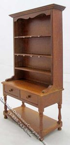 (image for) Miniature Victorian Walnut Kitchen Hutch for Dollhouses