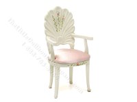 (image for) Vintage Miniature White & Pink Floral Seashell Grotto Chair for Dollhouses