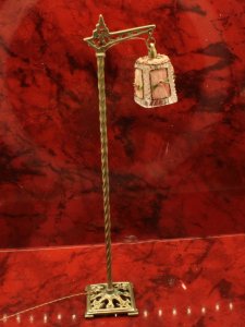 (image for) Art Deco Brass Bridge Floor Lamp - Pink shade by Jim Pounder