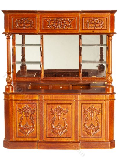 (image for) Miniature Walnut Victorian Square Bar for Dollhouses