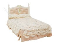 (image for) Vintage Miniature Crocheted Bed Spread and Pillows for Dollhouses