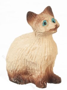 (image for) Miniature Sitting Siamese Cat for Dollhouses - Eyes Open