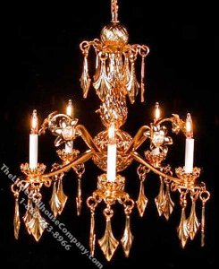 (image for) Dollhouse Scale Model Gold Finish Parisian Chandelier