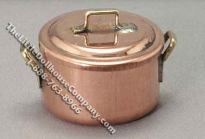 (image for) Miniature Large Copper Saucepan with Lid for Dollhouses