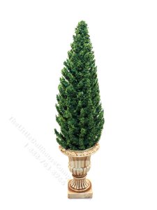 (image for) Miniature 5-1/2" Pine Topiary in Black Planter for Dollhouses
