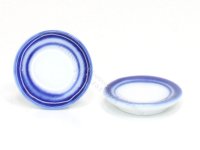 (image for) Miniature White Ceramic Plate with Double Blue Rings