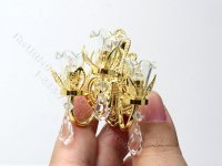 (image for) Miniature Battery Operated 'Essex' Crystal Sconce w Clear Shade and Wand - Brass