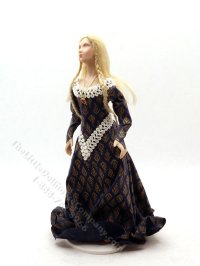 (image for) Miniature Handcrafted Vintage Medieval Woman in Navy