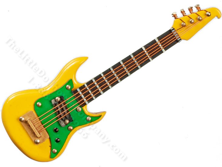 (image for) Miniature Large Yellow Electric Guitar and Case for Dollhouses