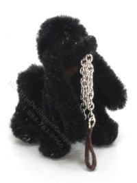 (image for) Miniature Black Dog on Chain Leash by Sue Wilkes