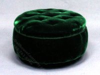 (image for) Miniature Tufted Green Velvet Ottoman for Dollhouses