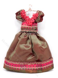 (image for) Dollhouse Miniature Pink/Green Duochrome Dress
