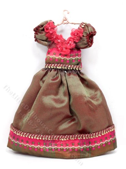 (image for) Dollhouse Miniature Pink/Green Duochrome Dress