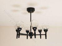 (image for) Miniature Battery Operated 6-Arm Madison Park Chandelier with Wand for Dollhouses - Black