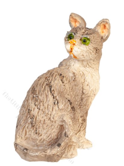 (image for) Miniature Grey Sitting Cat for Dollhouses
