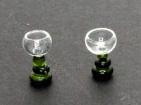 (image for) Miniature Pair of Green Ball-Stemmed Wine Glasses by Gerd Felka