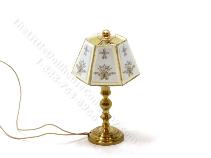 (image for) Miniature 12v Medium Table Lamp for Dollhouses - Fleur de Lis