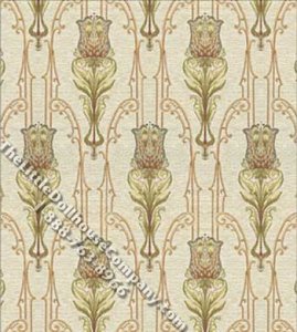 (image for) Ivory Tulip Tapestry Pattern Miniature Wallpaper for Dollhouses