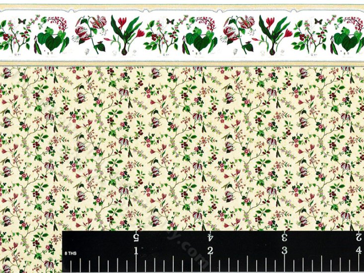 (image for) Small Floral Pattern Miniature Wallpaper for Dollhouses