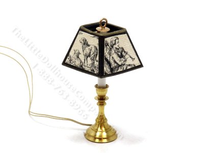 (image for) Miniature 12v Square Table Lamp for Dollhouses - Black & White