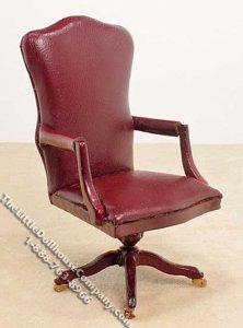 (image for) Miniature Mahogany Padded Desk Chair for Dollhouses