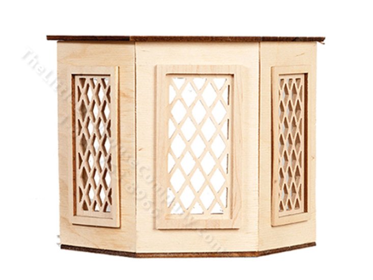 (image for) Miniature Diamond Bay Window, Flat Top, for Dollhouses