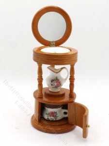 (image for) Miniature Walnut Reutter Porcelain Washstand