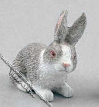 (image for) Miniature Light Gray Rabbit with Ears Up for Dollhouses
