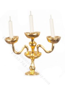 (image for) Miniature 3 Arm Candelabra for Dollhouses - Gold