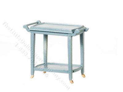 (image for) Miniature Blue Serving Cart for Dollhouses