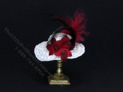 (image for) Ladies White Straw Hat by Judith Blondell for Dollhouses