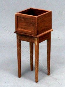 (image for) Miniature Walnut Plant Stand for Dollhouses