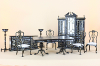(image for) 7 Piece Black/Hand Painted Miniature Dining Room Set