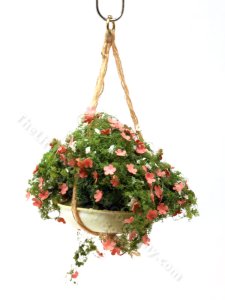 (image for) Miniature Hanging Basket of Flowers for Dollhouses