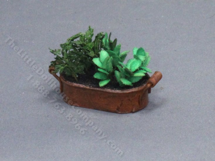 (image for) Miniature Herb Garden in a Metal Tub for Dollhouses