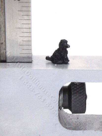 (image for) 1/144 Scale Black Poodle Polymer Figurine for Dollhouses