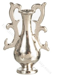 (image for) Miniature Silver Bud Vase with Handles for Dollhouses
