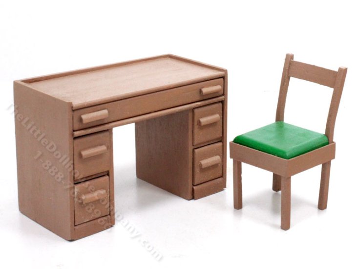 (image for) Miniature Children's Desk for Dollhouses - Green