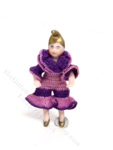 (image for) Handmade Miniature Doll in Crocheted Suit